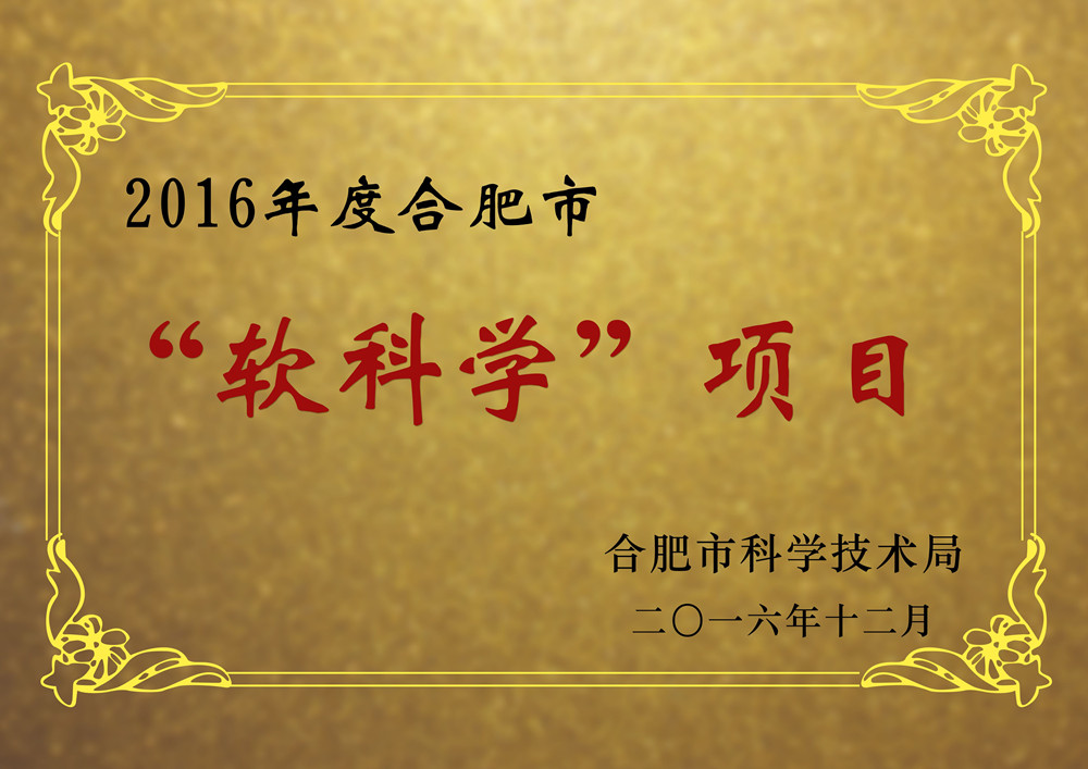 安徽卧涛2016年度合肥市软科学项目