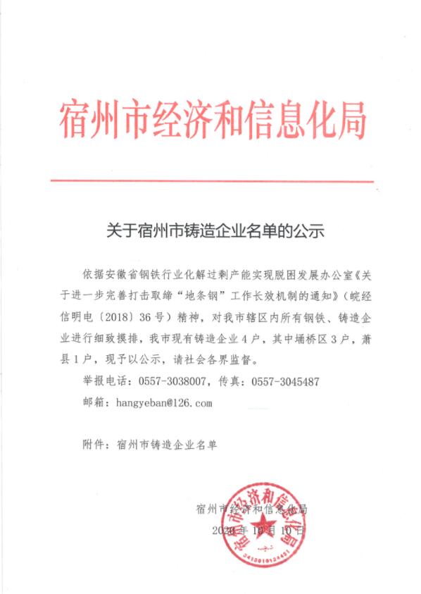 宿州市铸造企业名单